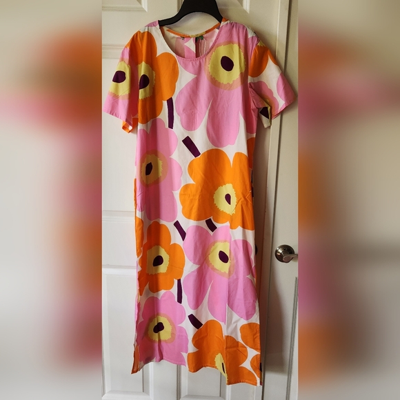 NWT Marimekko Kemut Unikko Poplin Midi Dress Size 34 - Picture 4 of 10